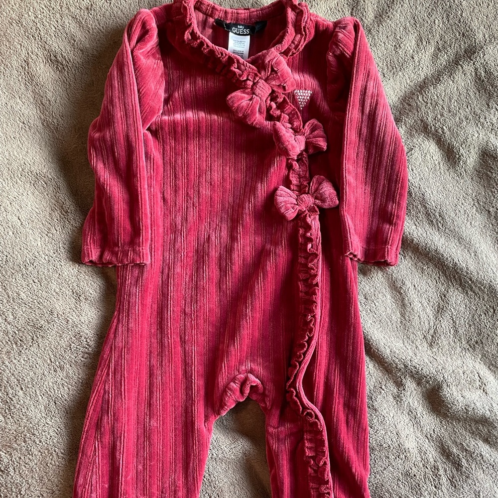 Baby guess velvet snap onesie